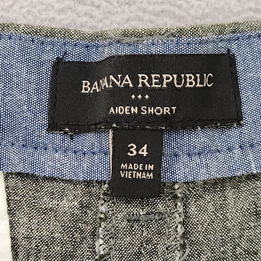 Banana Republic Linen Blend Aiden Shorts Men's 34 Gray‎ Chino Casual Preppy 10